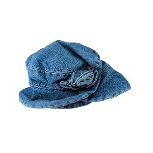 Vintage Baby Gap Rare Denim Bucket Hat with Rosette Flower Detail 0-6 M Girl